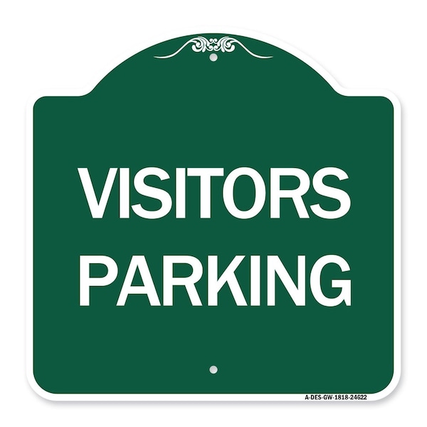 Parking Lot Sign Visitors Parking, Green & White Aluminum Sign, 18" x 18", GW-1818-24622